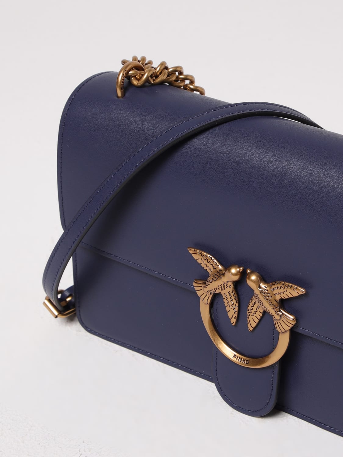 PINKO BORSA A SPALLA: Borsa Love Bag Medium Pinko in pelle , Blue - Img 3