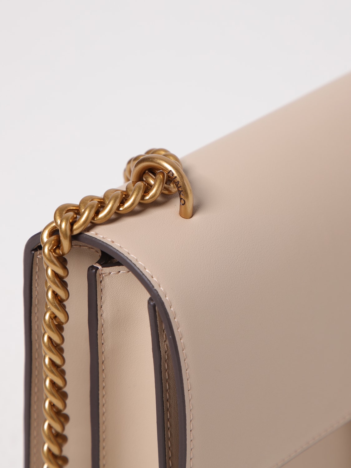 PINKO BORSA A SPALLA: Borsa Love Bag Medium Pinko in pelle , Beige - Img 3