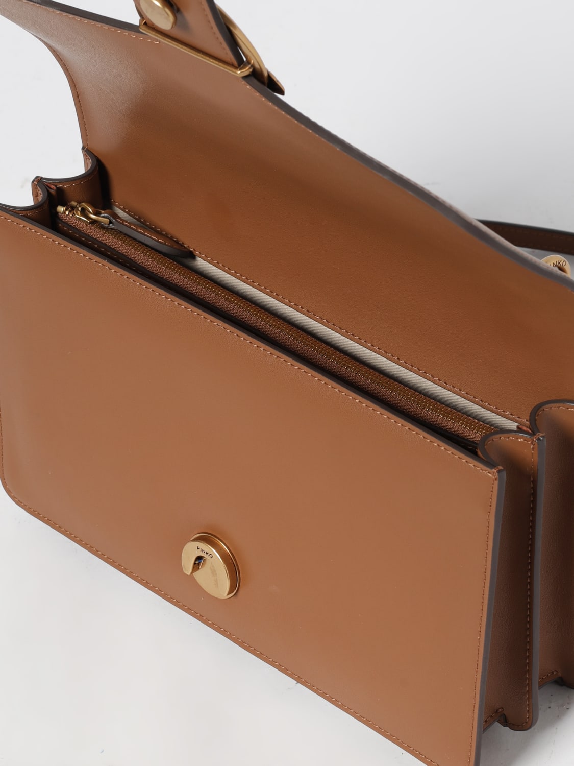 PINKO BORSA A SPALLA: Borsa Love Bag Medium Pinko in pelle , Marrone - Img 3