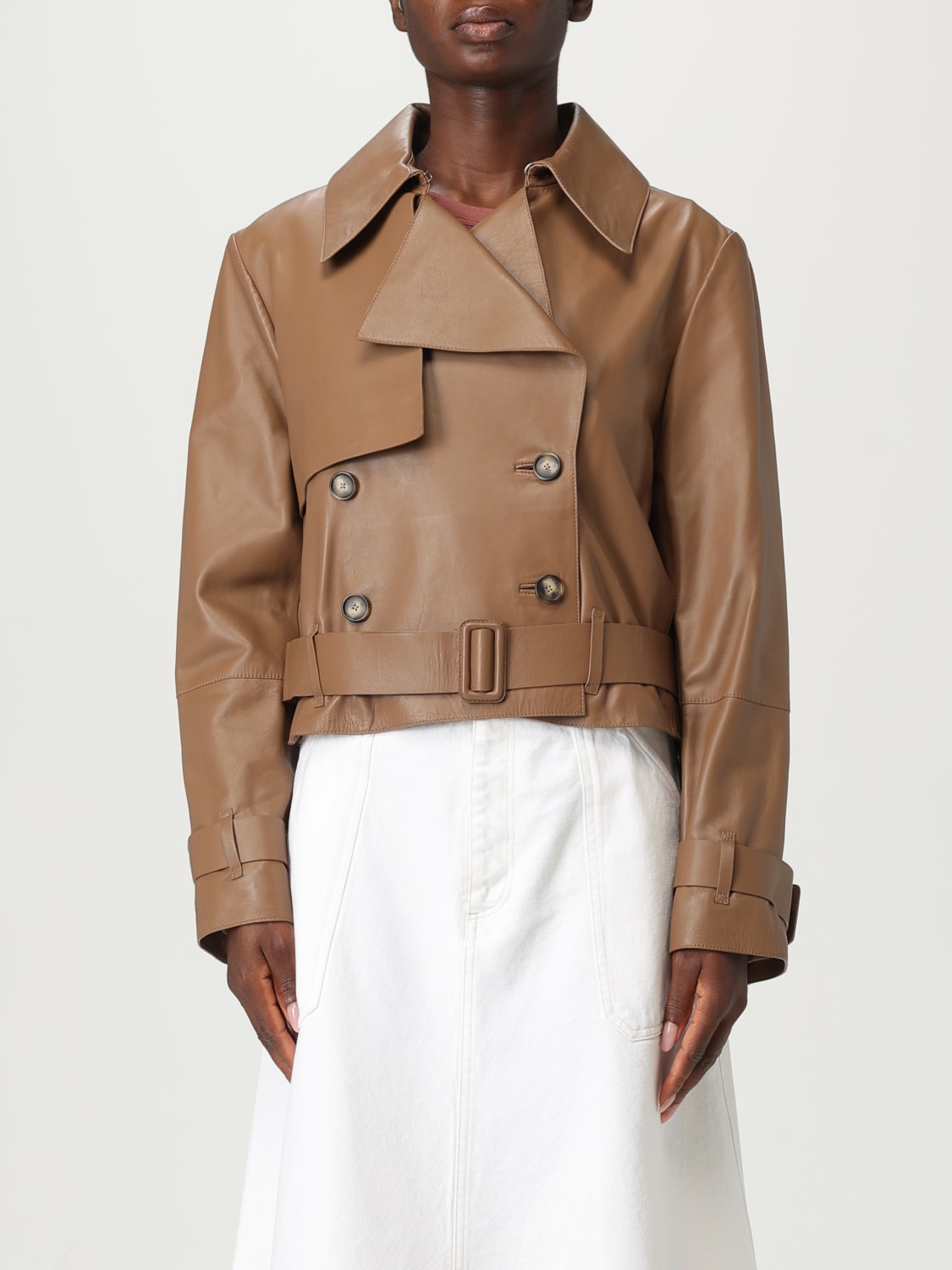 BOSS JACKET: Coat woman Boss, Brown - Img 1