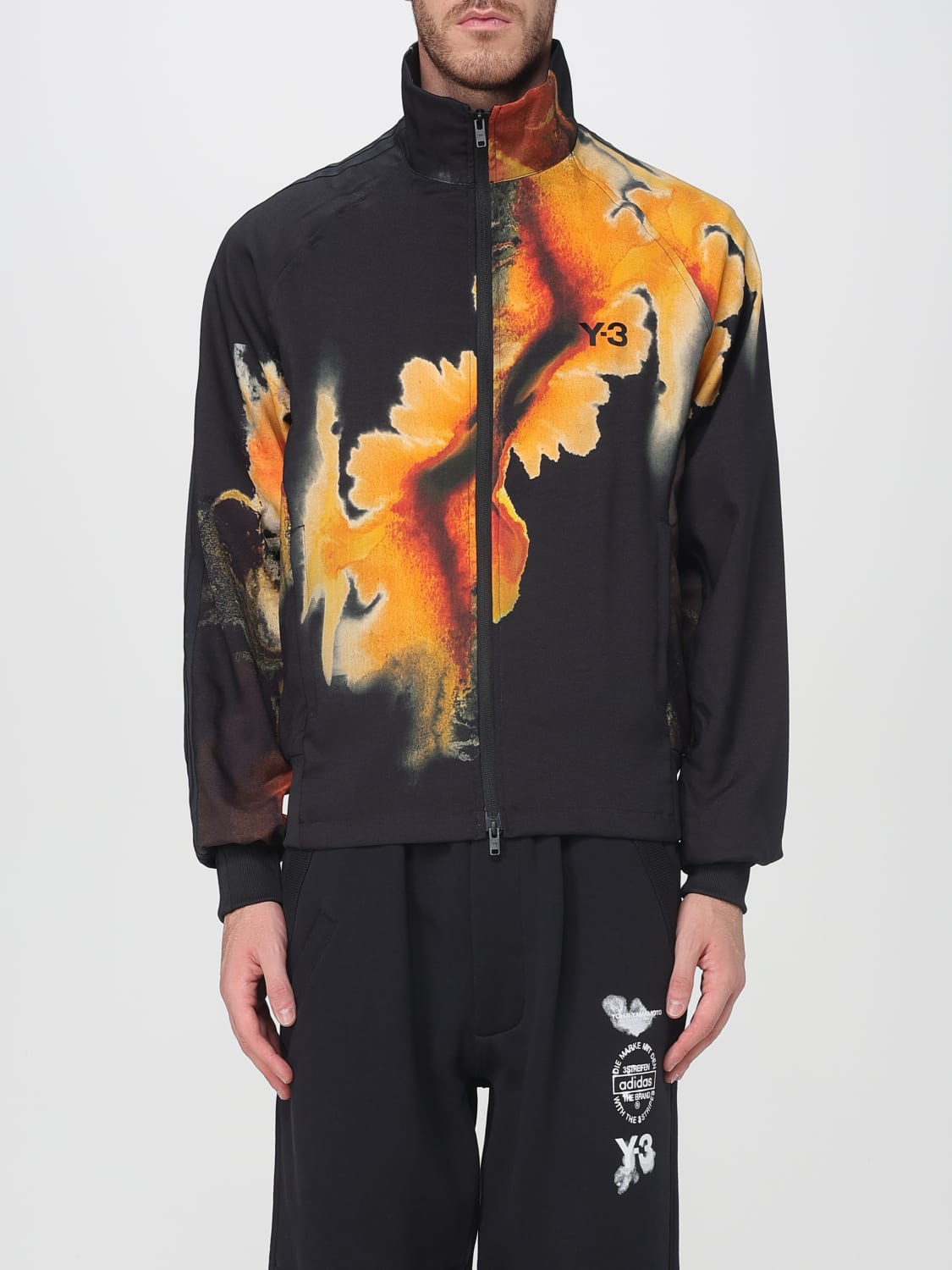 Y-3 FELPA: Felpa con zip in poliestere stampata Y-3, Nero - Img 1