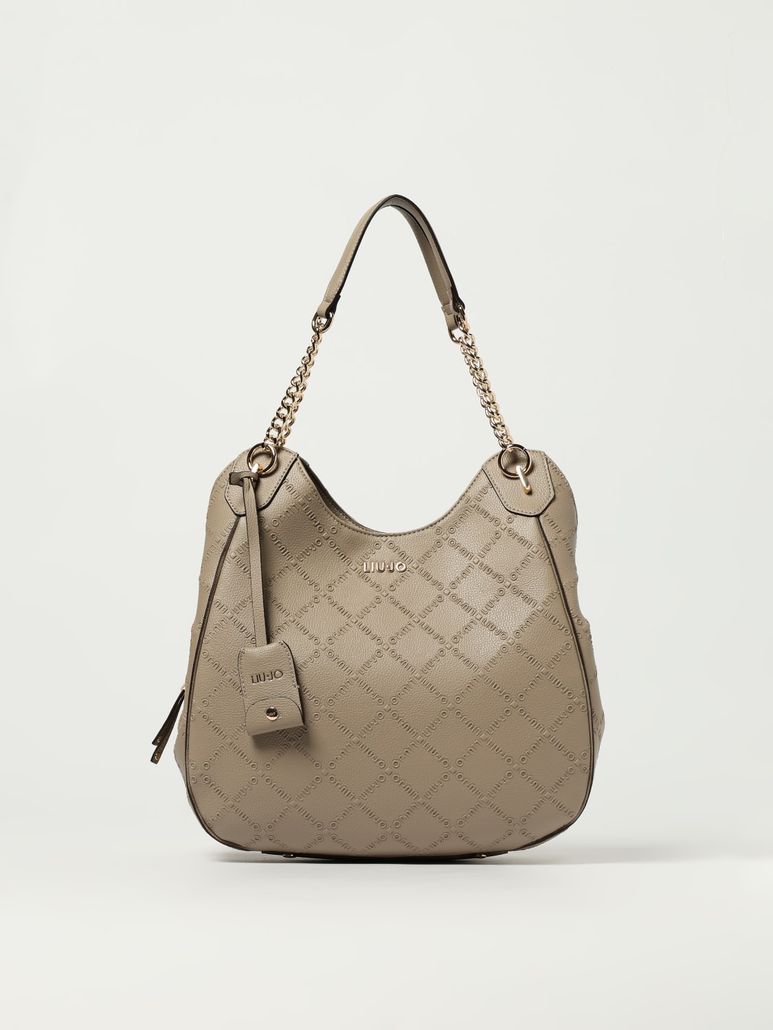 LIU JO BORSA A SPALLA: Borsa Liu Jo in pelle sintetica a grana con logo goffrato , Safari - Img 1