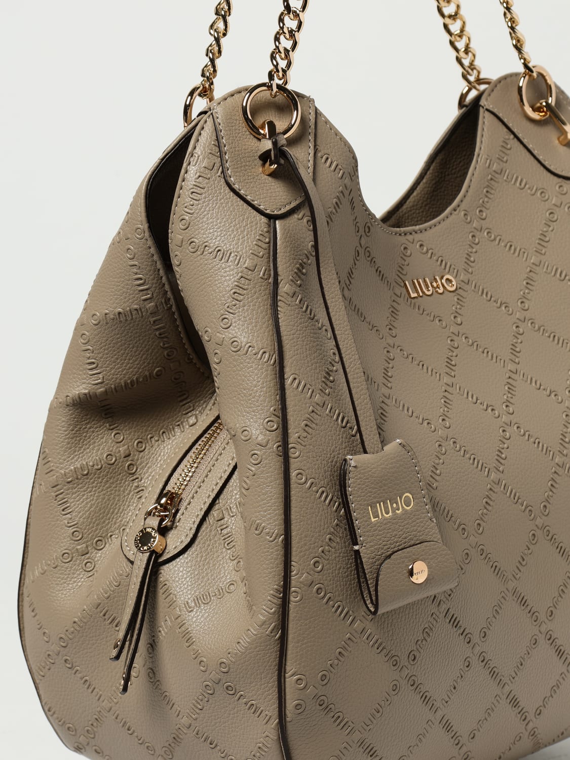 LIU JO BORSA A SPALLA: Borsa Liu Jo in pelle sintetica a grana con logo goffrato , Safari - Img 3