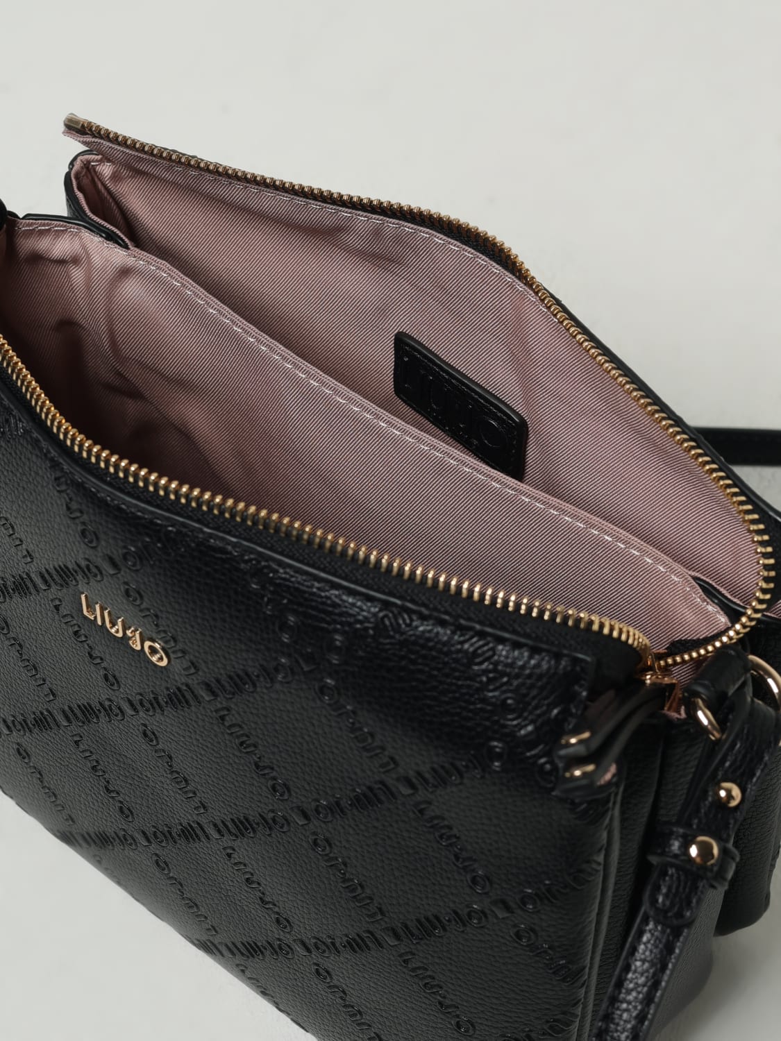 LIU JO BORSA MINI: Borsa Liu Jo in pelle sintetica a grana con logo goffrato , Nero - Img 3