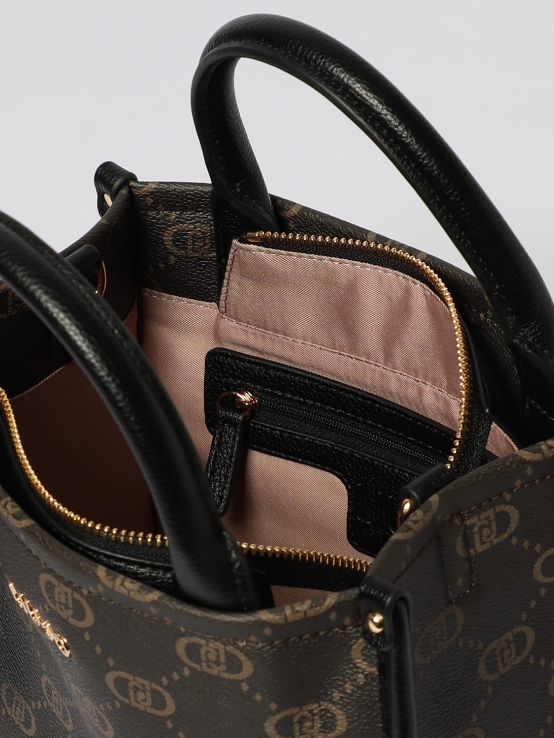 LIU JO BORSA A MANO: Borsa Liu Jo in pelle sintetica a grana con monogma LJ all over , Nero - Img 3