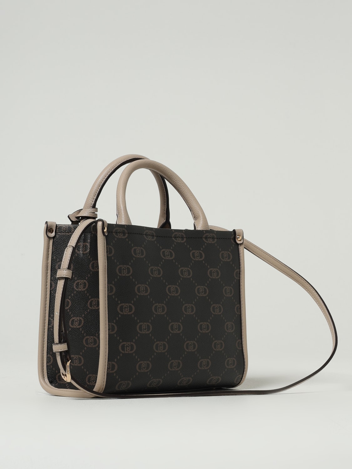 LIU JO BORSA A MANO: Borsa Liu Jo in pelle sintetica a grana con monogma LJ all over , Marrone - Img 2