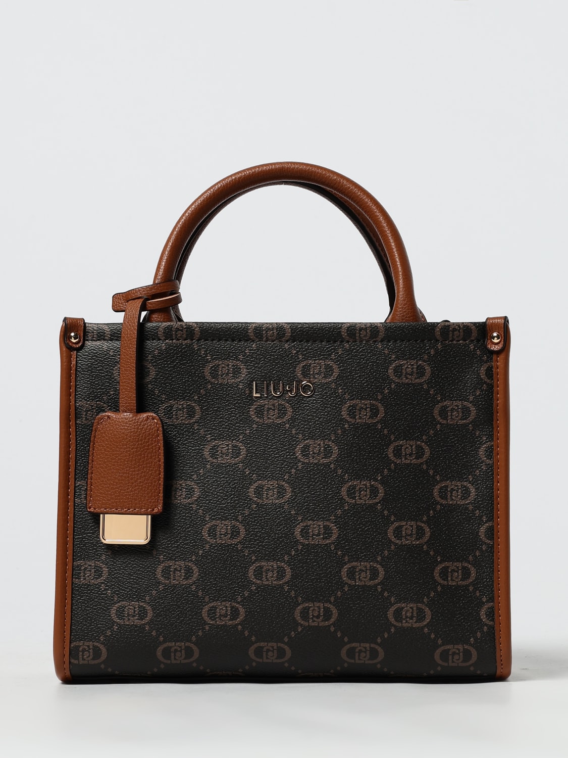 LIU JO BORSA A MANO: Borsa Liu Jo in pelle sintetica a grana con monogma LJ all over , Bruciato - Img 1