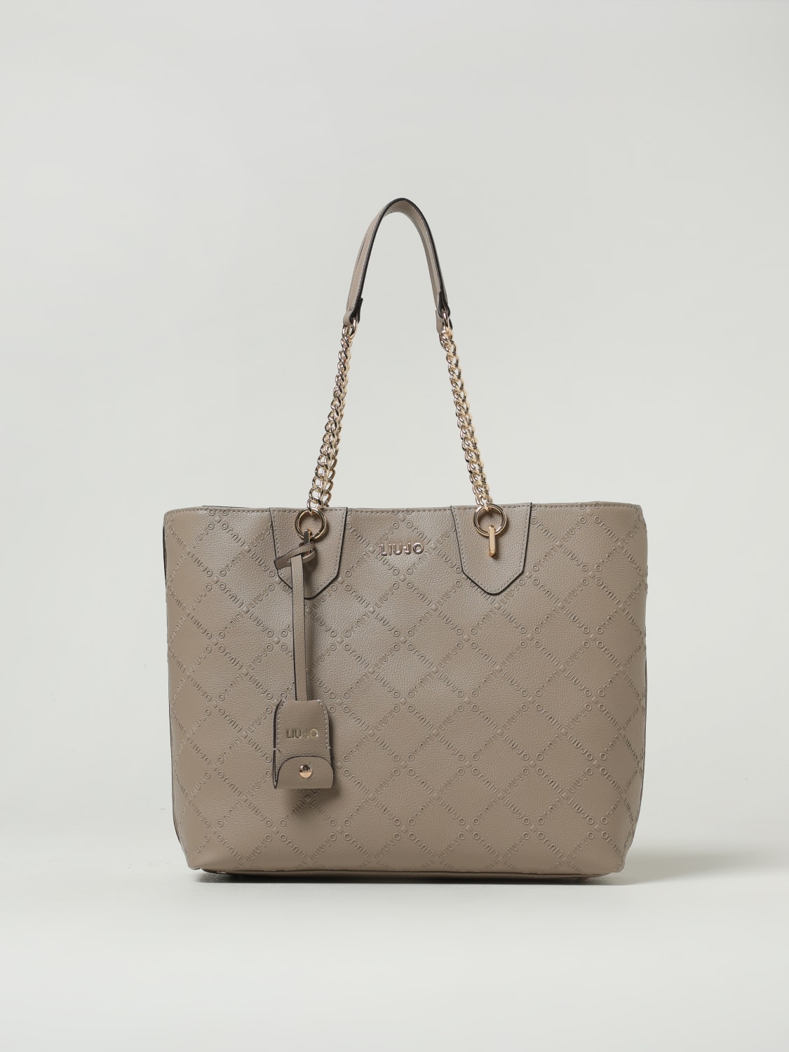 LIU JO BORSA A SPALLA: Borsa Liu Jo in pelle sintetica a grana con logo goffrato , Naturale - Img 1