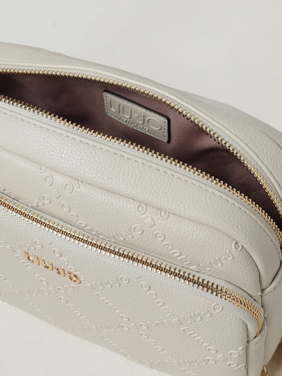 LIU JO BORSA MINI: Borsa Liu Jo in pelle sintetica a grana con logo goffrato , Bianco - Img 3