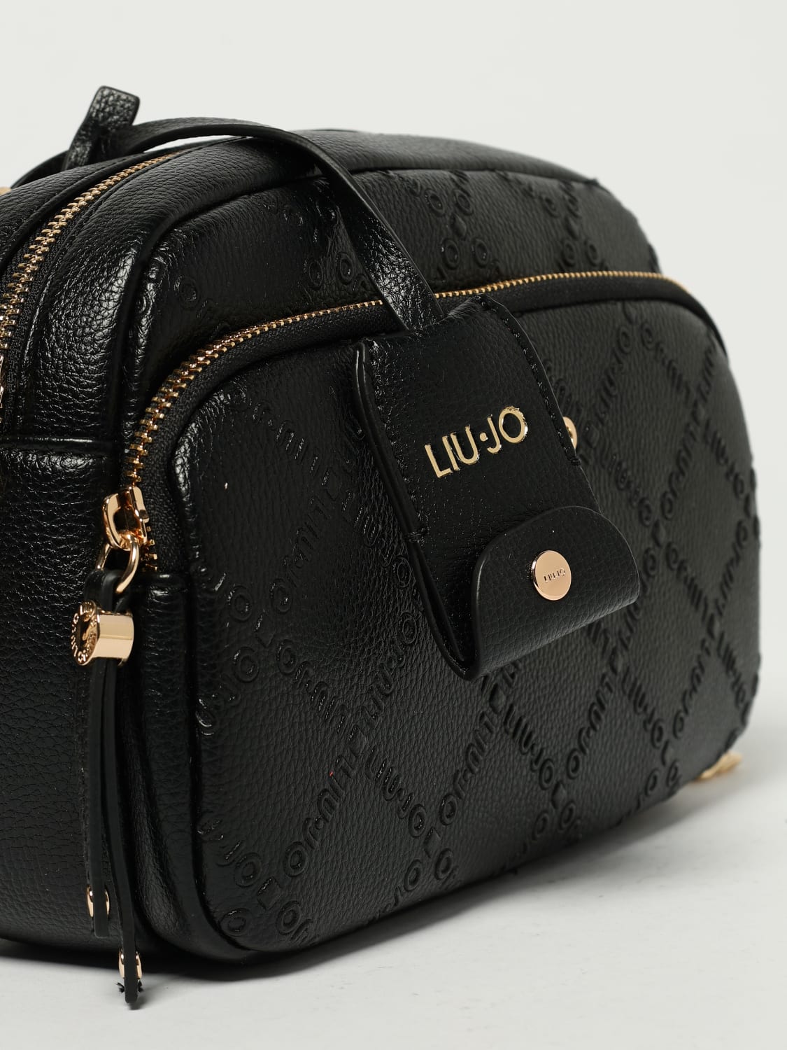LIU JO BORSA MINI: Borsa Liu Jo in pelle sintetica a grana con logo goffrato , Nero - Img 3
