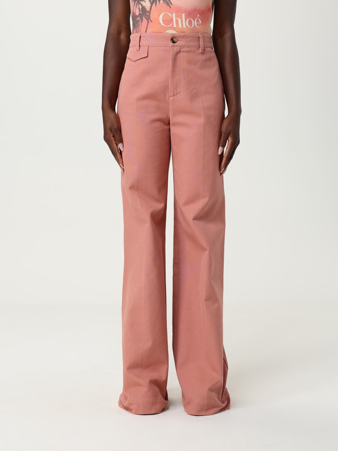 CHLOÉ PANTALONI: Pantalone Chloé in cotone , Rosa - Img 1