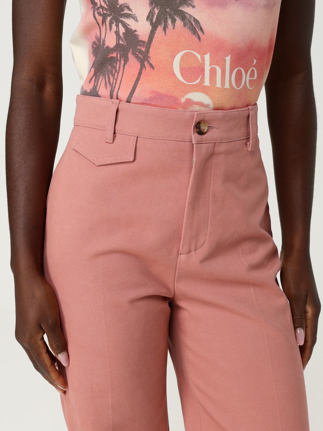 CHLOÉ PANTALONI: Pantalone Chloé in cotone , Rosa - Img 5