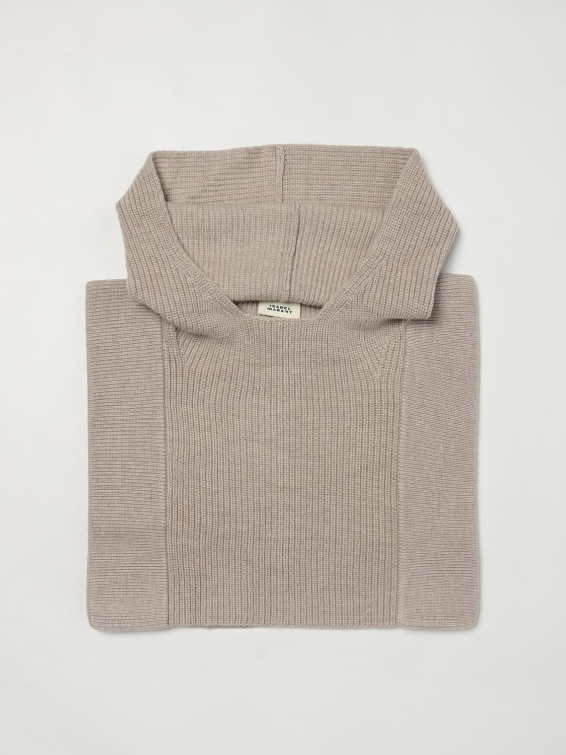 ISABEL MARANT ETOILE SCIARPA: Sciarpa Ginny Isabel Marant Etoile in lana merino con cappuccio , Marrone - Img 1