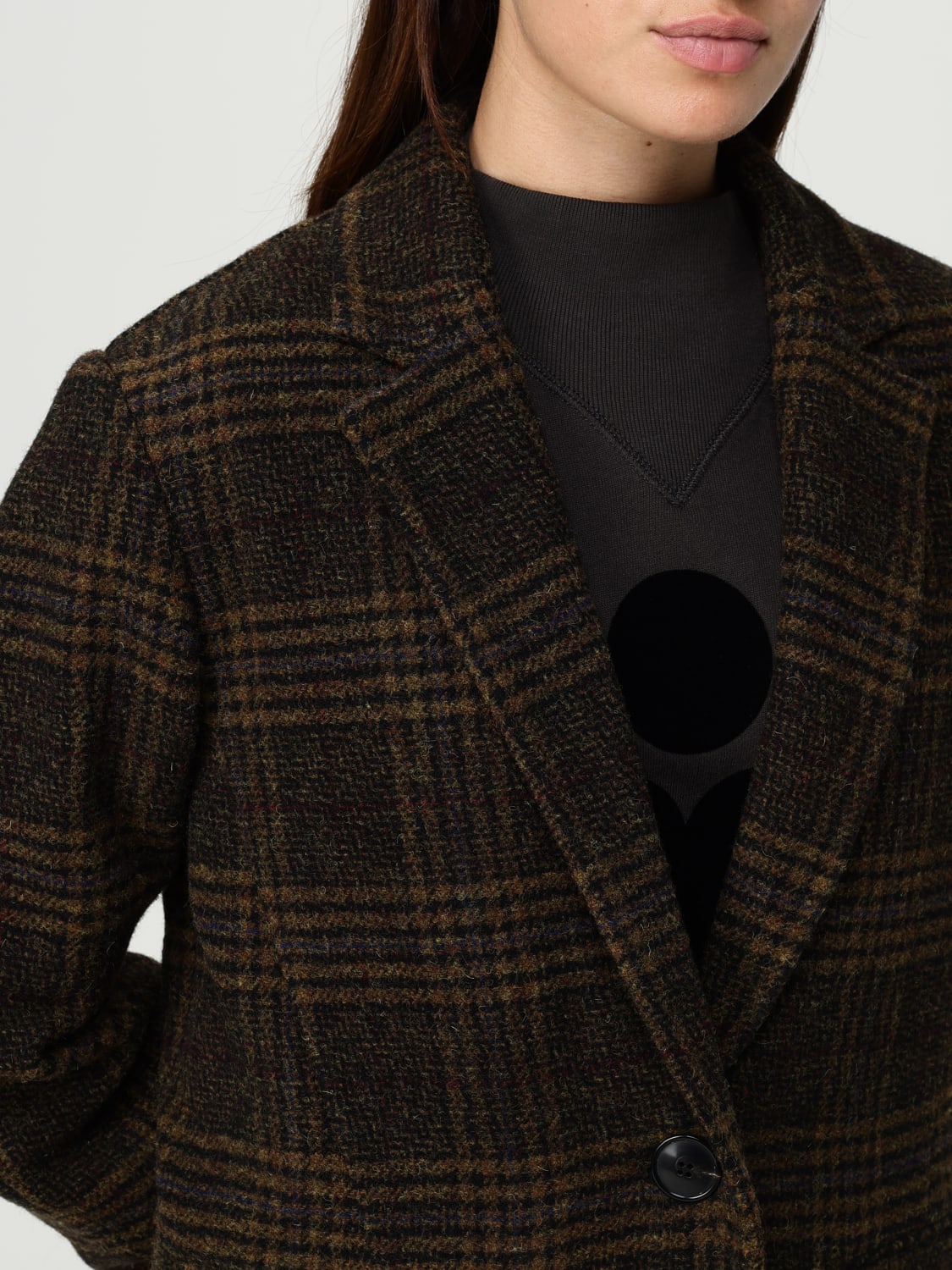 ISABEL MARANT ETOILE CAPPOTTO: Cappotto monopetto Isabel Marant Etoile in lana vergine check , Marrone - Img 4