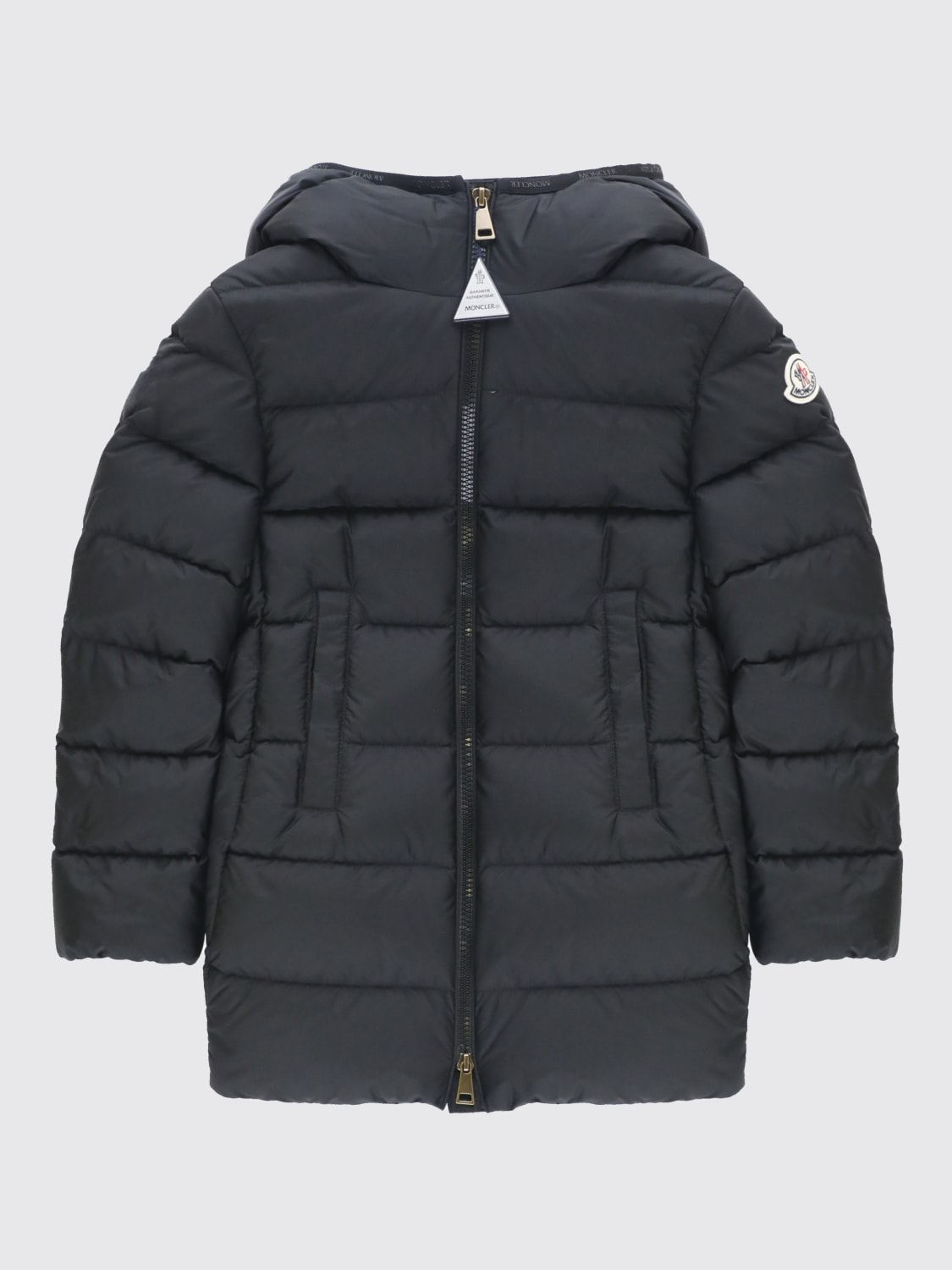 MONCLER GIACCA: Piumino in nylon imbottito con cappuccio Moncler, Nero - Img 1