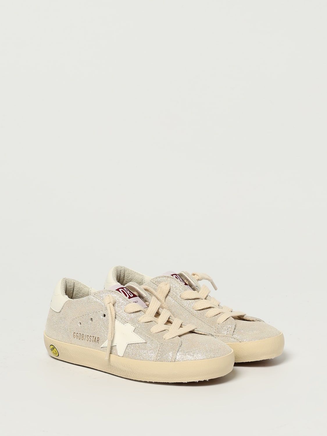 GOLDEN GOOSE SNEAKERS: Sneakers Super-Star Golden Goose in camoscio lamè , Beige - Img 2