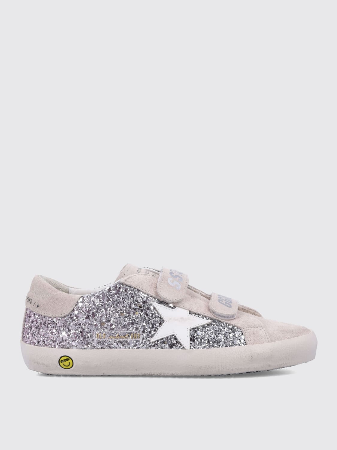 GOLDEN GOOSE SNEAKERS: Sneakers Old School Golden Goose in camoscio e glitter , Argento - Img 1