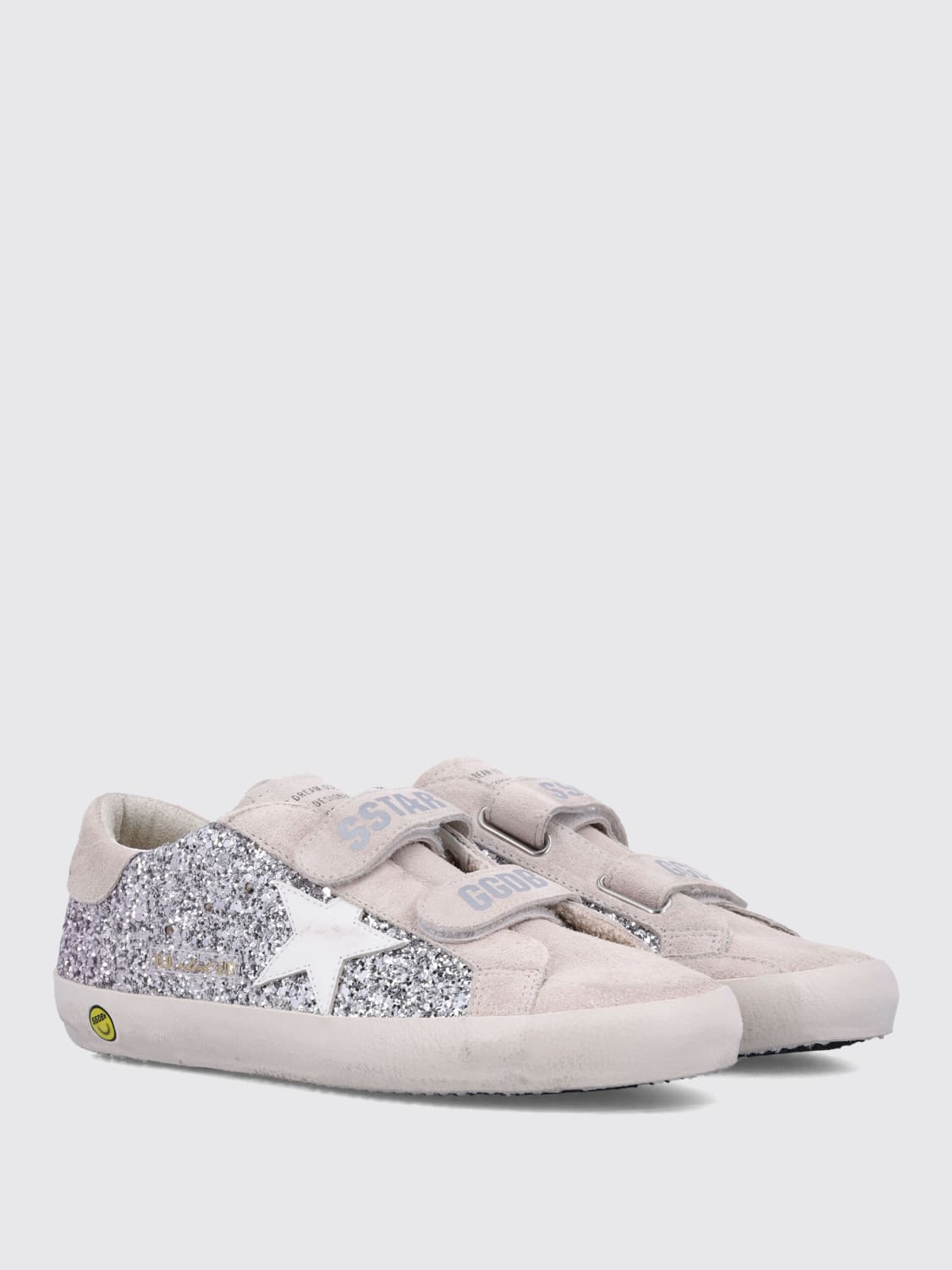 GOLDEN GOOSE SNEAKERS: Sneakers Old School Golden Goose in camoscio e glitter , Argento - Img 2