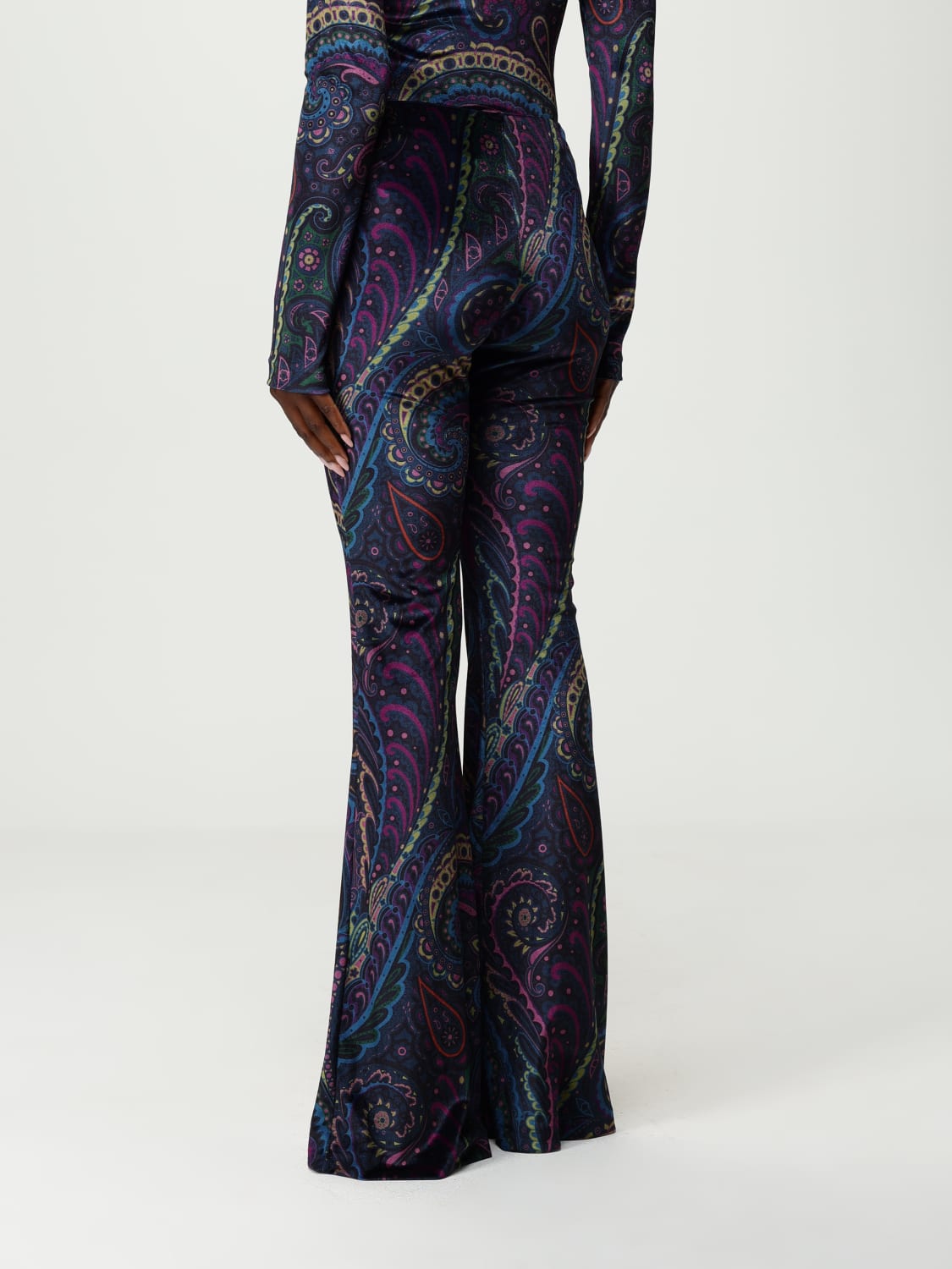 ETRO PANTALONI: Pantalone a zampa Etro in jersey con stampa Paisley , Denim - Img 3