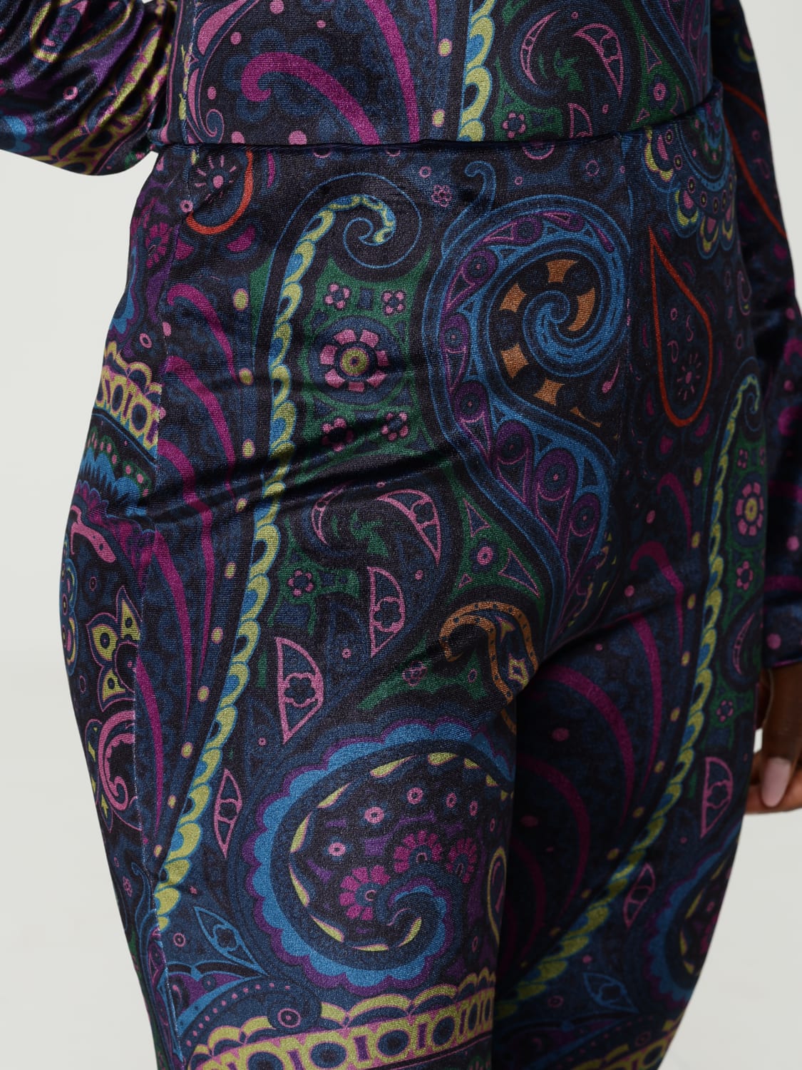 ETRO PANTALONI: Pantalone a zampa Etro in jersey con stampa Paisley , Denim - Img 5