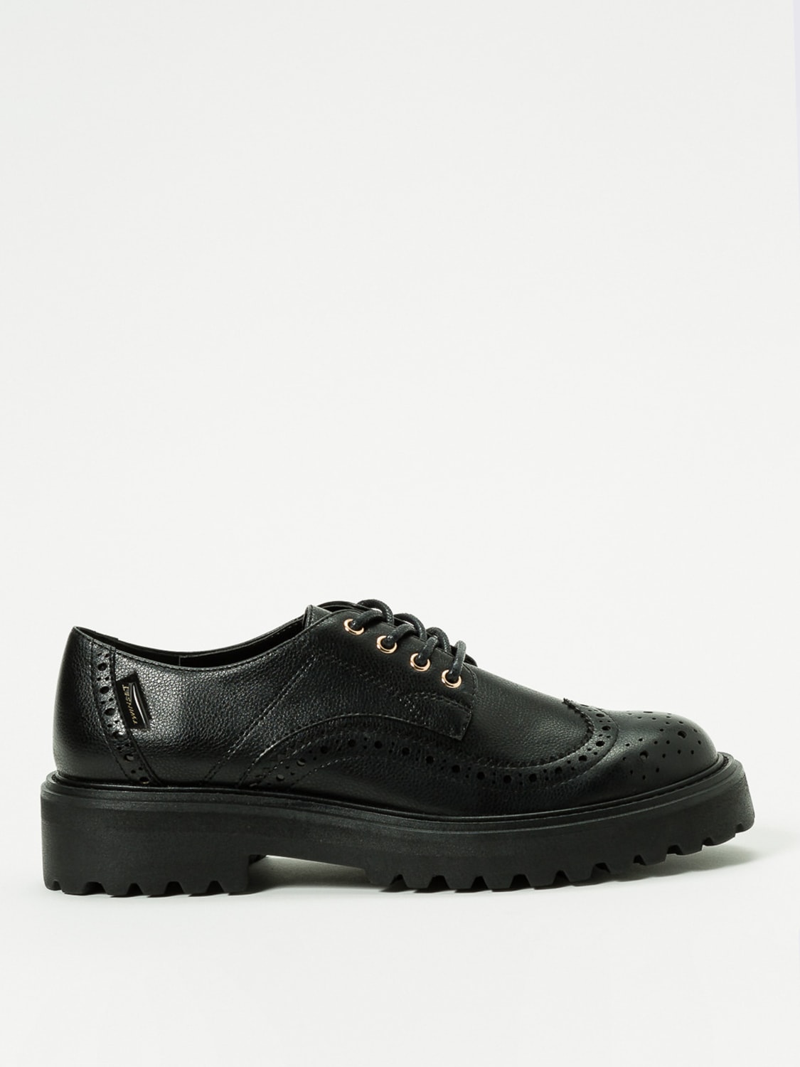 TWINSET STRINGATE: Derby Twinset in pelle sintetica con motivo brogue , Nero - Img 1