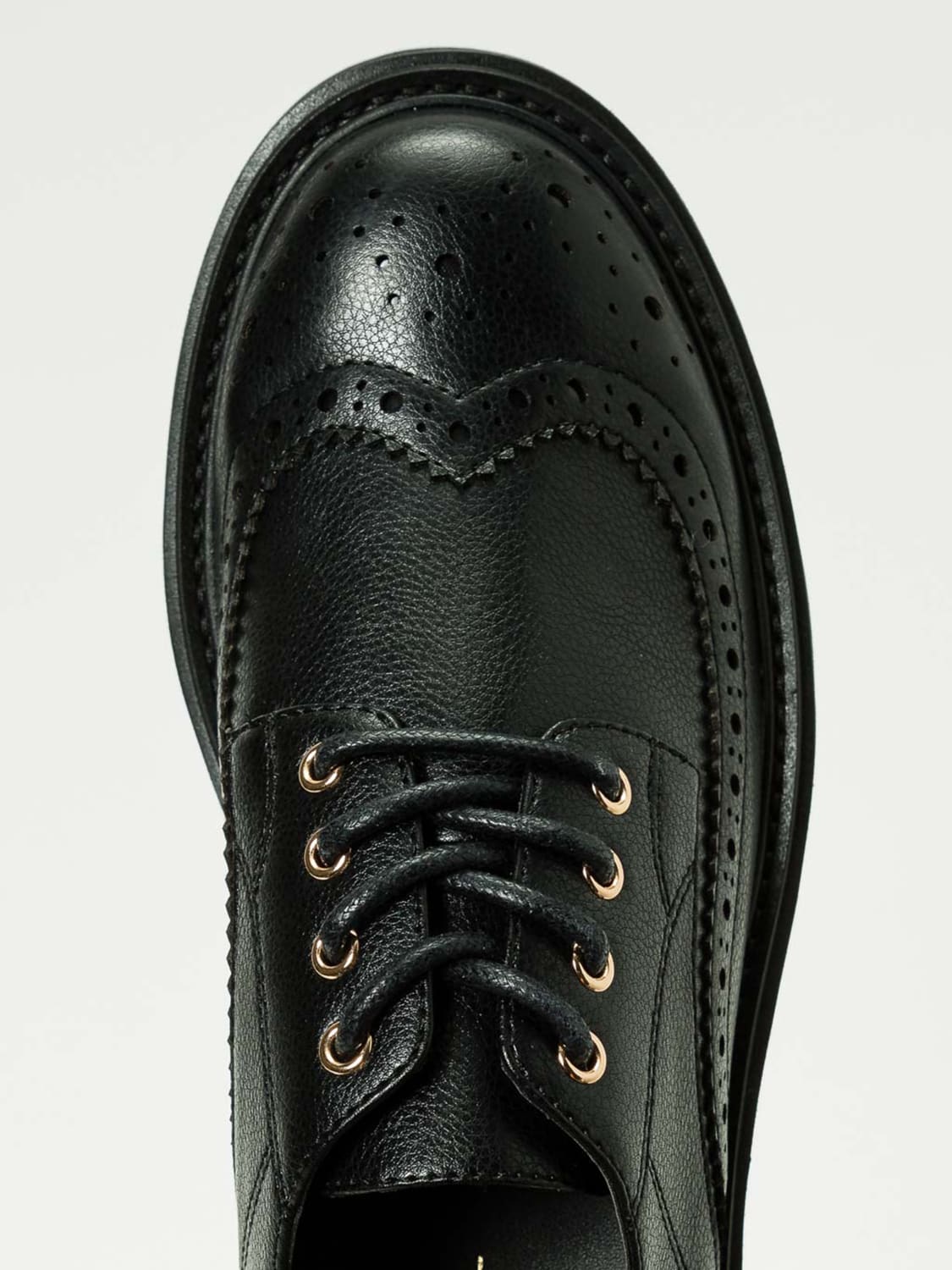 TWINSET STRINGATE: Derby Twinset in pelle sintetica con motivo brogue , Nero - Img 3