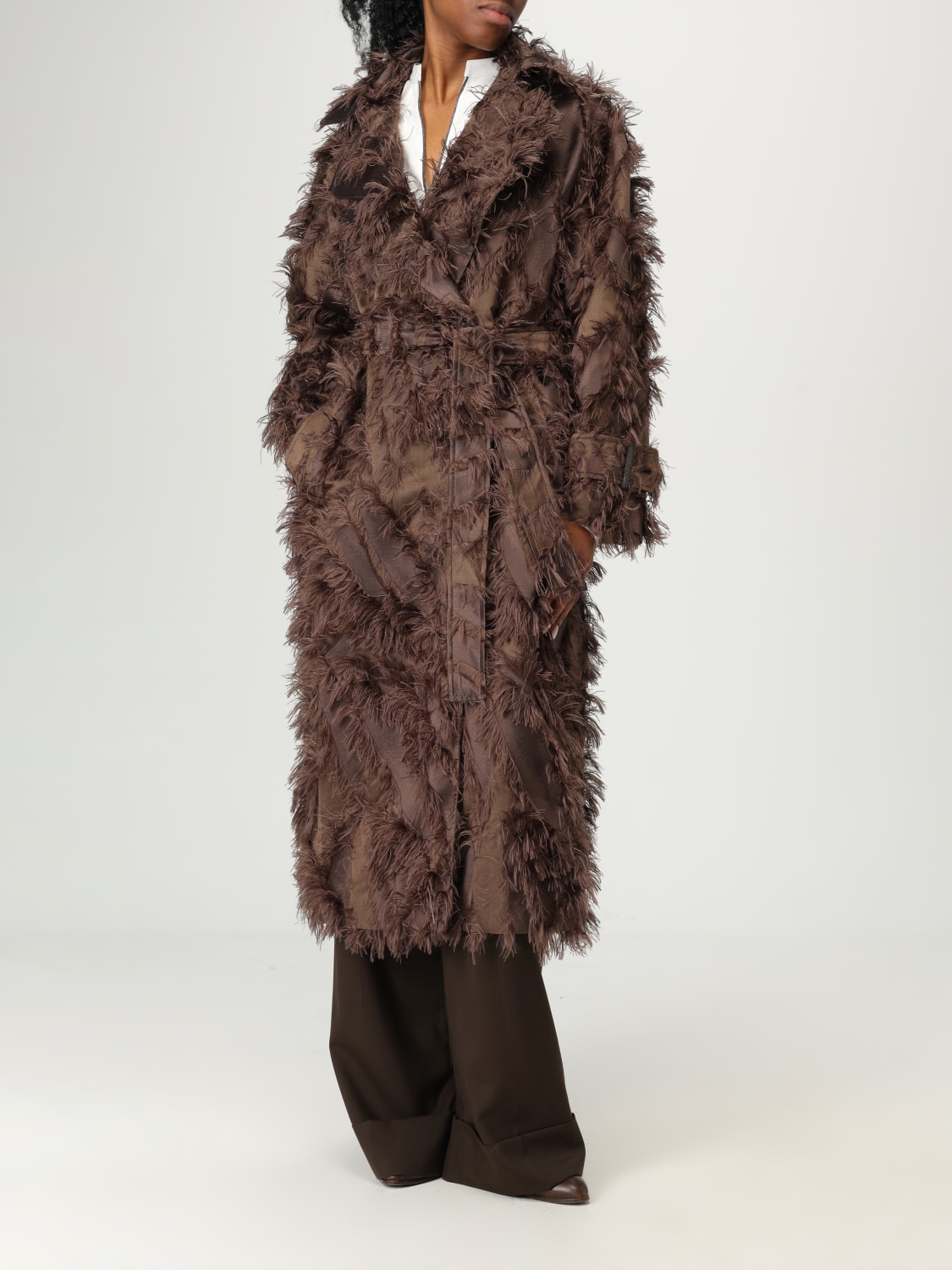 BRUNELLO CUCINELLI CAPPOTTO: Cappotto Brunello Cucinelli in fil coupé di cotone e seta techno , Moro - Img 2