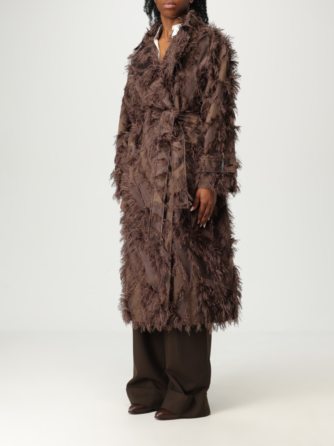 BRUNELLO CUCINELLI CAPPOTTO: Cappotto Brunello Cucinelli in fil coupé di cotone e seta techno , Moro - Img 4