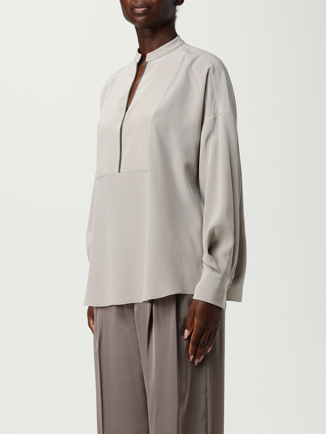 BRUNELLO CUCINELLI TOP: Chemise femme Brunello Cucinelli, Rouge - Img 4