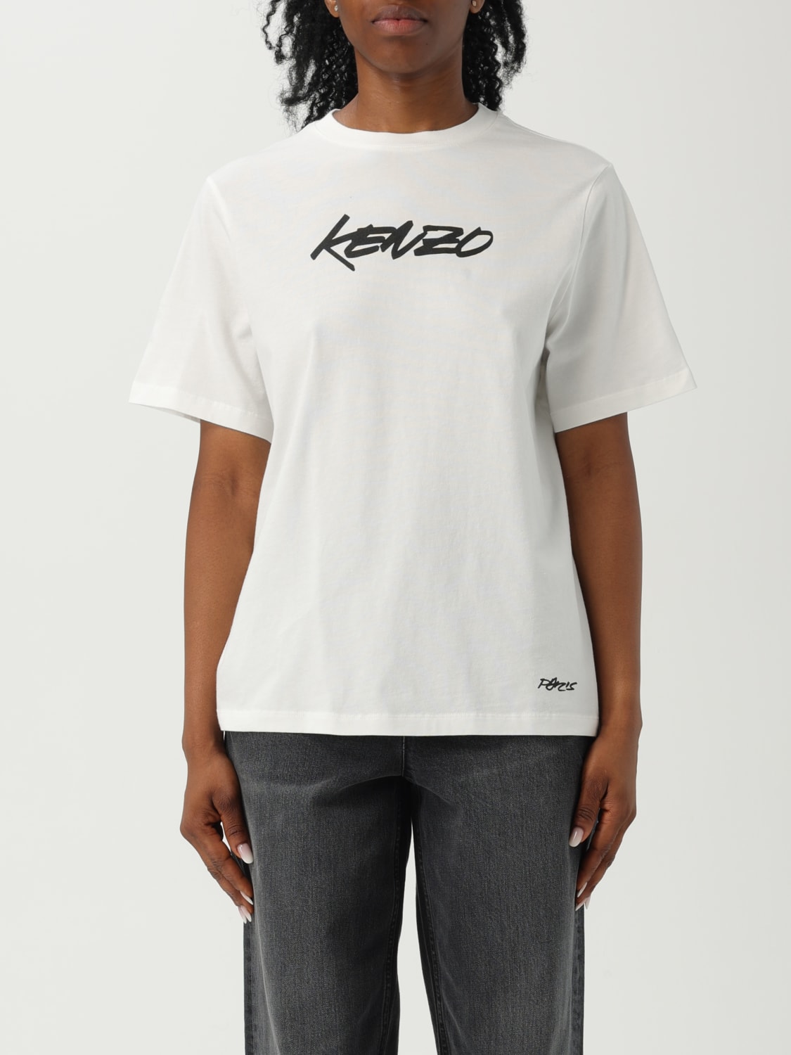 KENZO T-SHIRTS: T-shirt Kenzo in cotone con logo , Bianco - Img 1