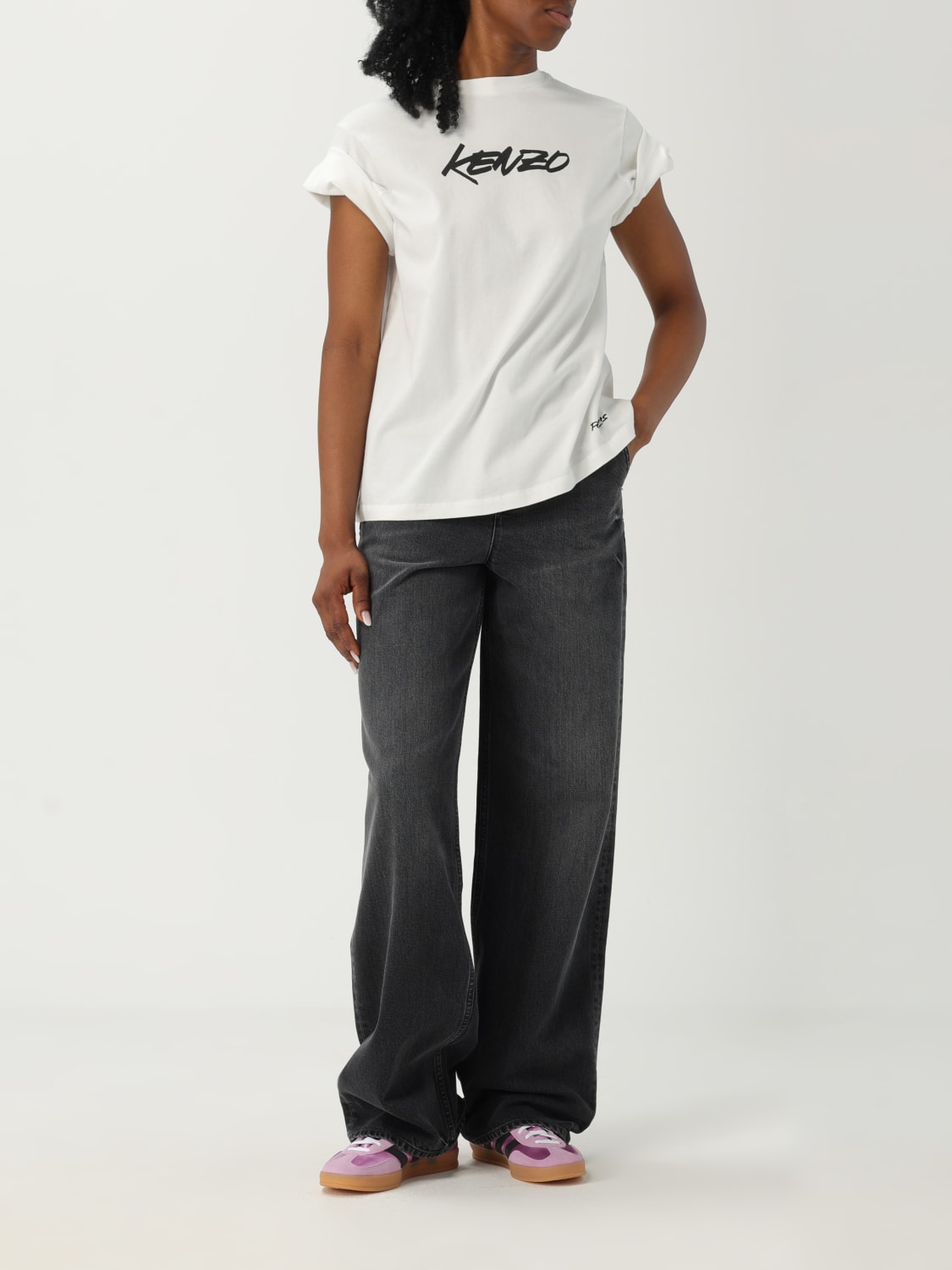 KENZO T-SHIRTS: T-shirt Kenzo in cotone con logo , Bianco - Img 2