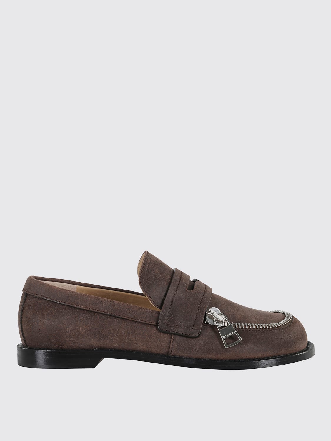 JW ANDERSON MOCASSINI: Mocassino JW Anderson in crosta con zip decorativa, Nero - Img 1