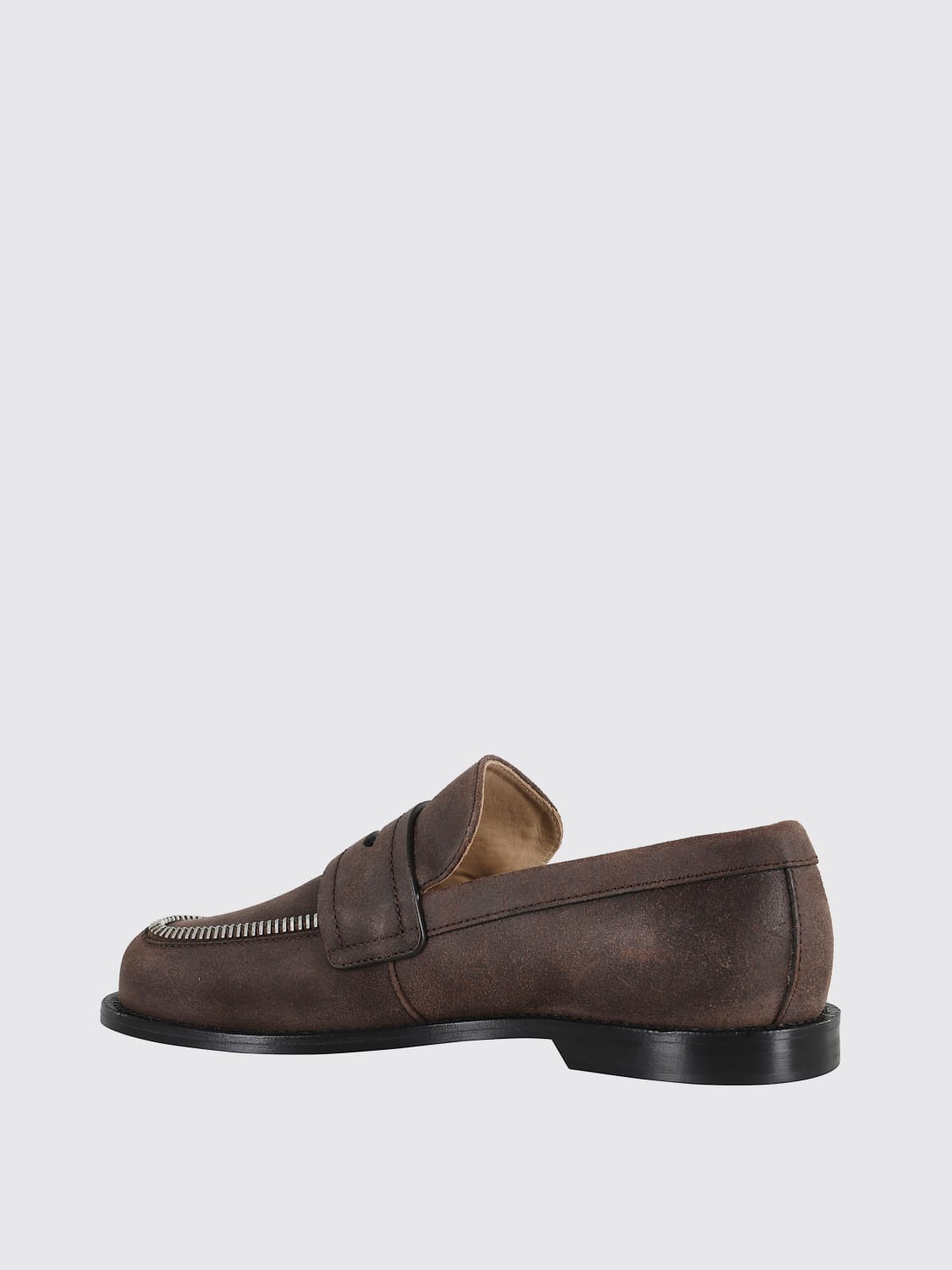 JW ANDERSON MOCASSINI: Mocassino JW Anderson in crosta con zip decorativa, Nero - Img 3