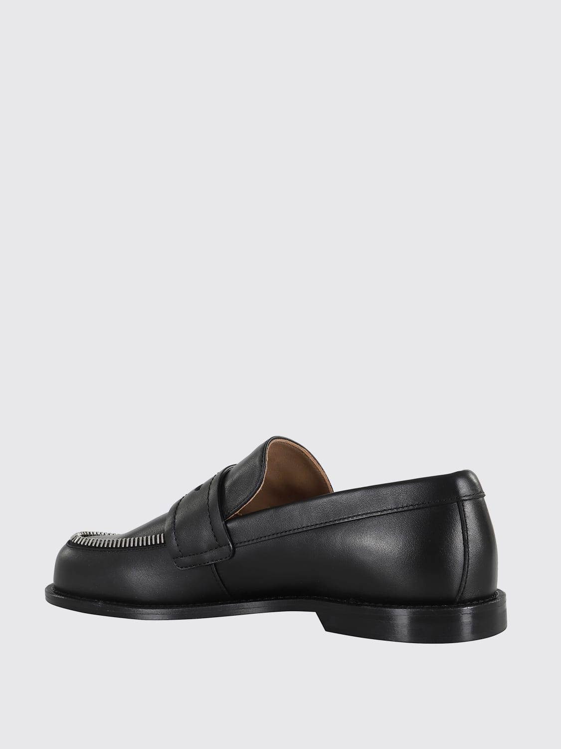 JW ANDERSON MOCASSINI: Mocassino JW Anderson in pelle con zip decorativa, Nero - Img 3