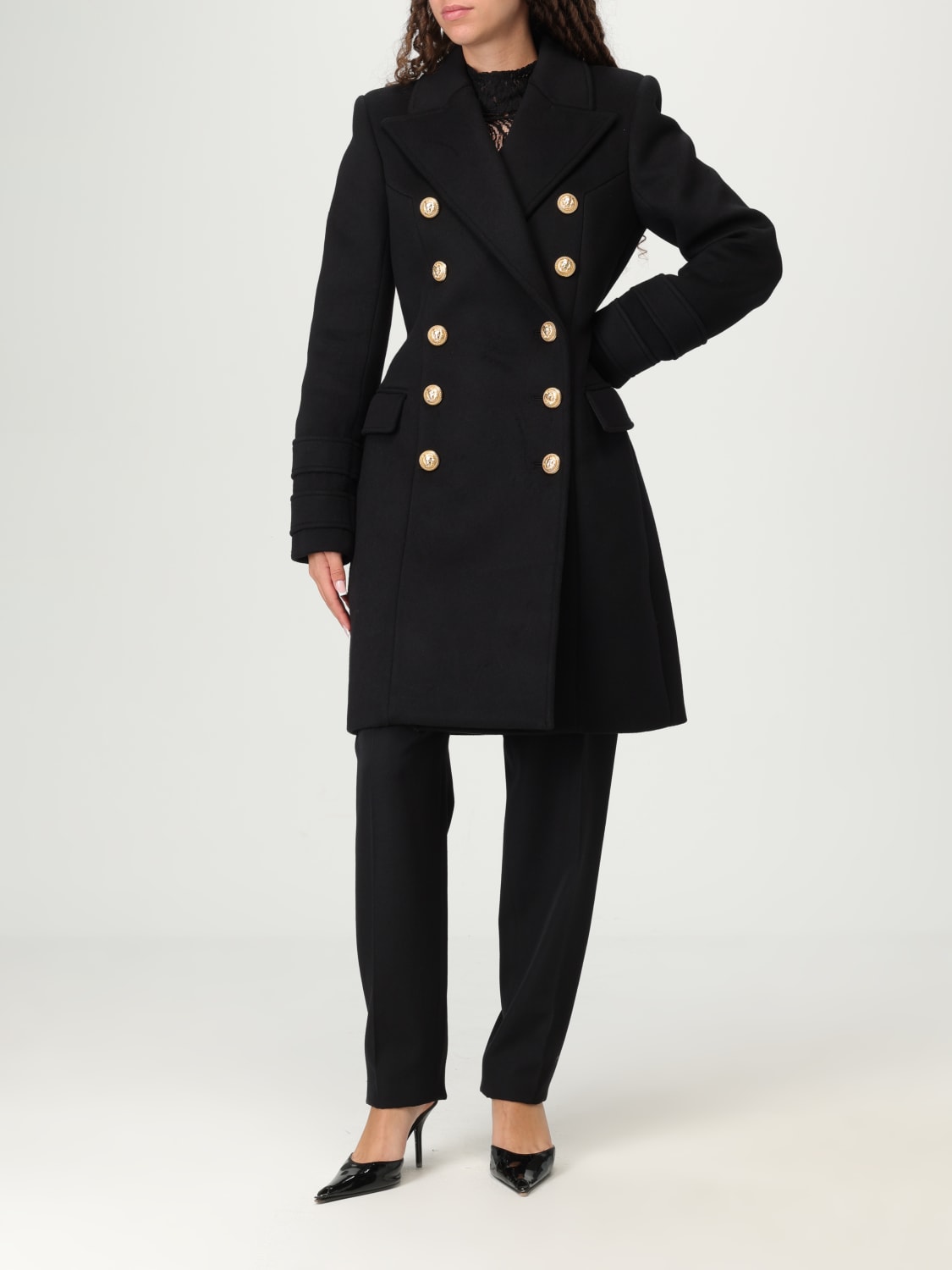 BALMAIN COAT: Coat woman Balmain, Black - Img 2