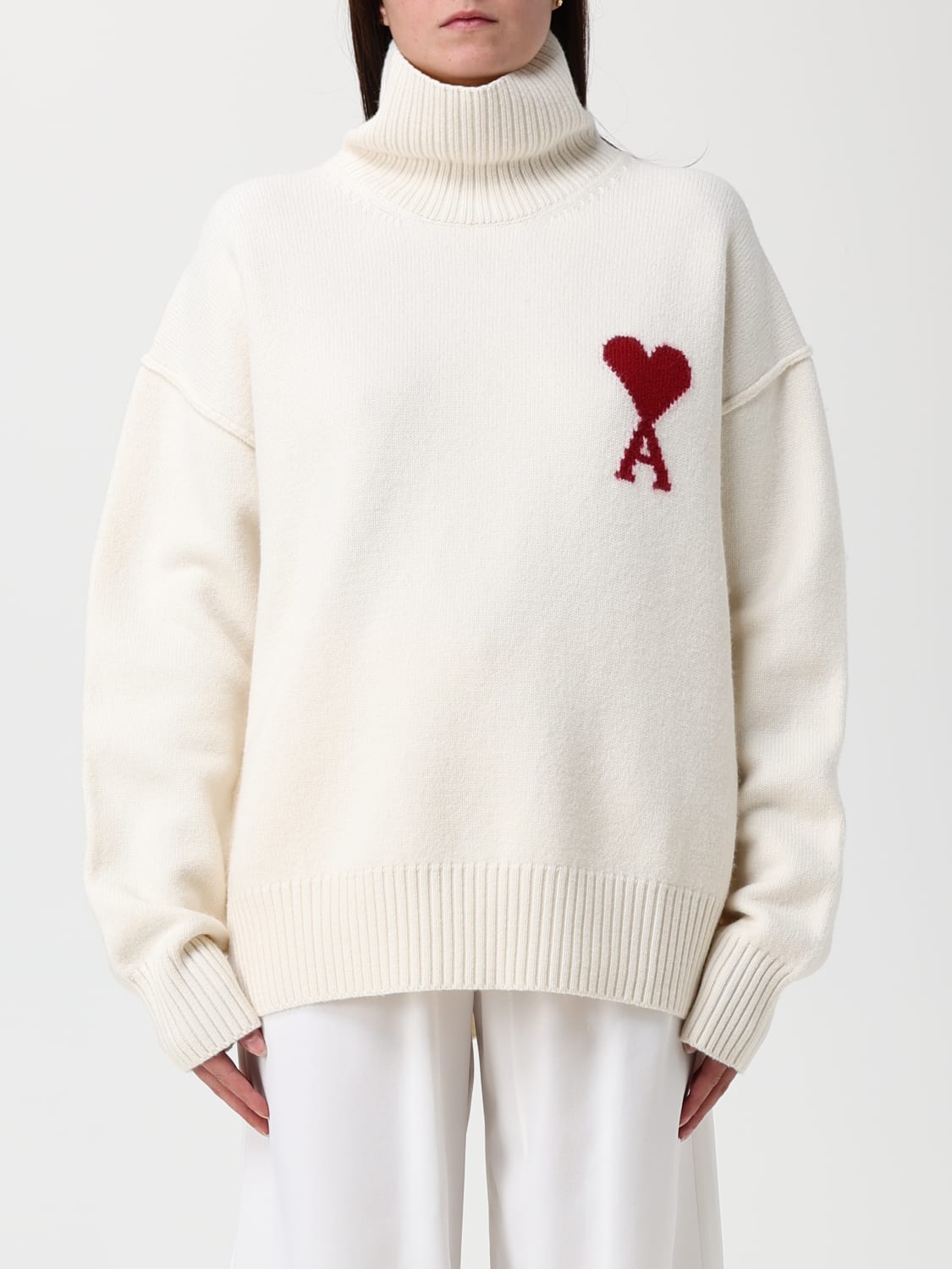 AMI PARIS PULL: Pull femme Ami Paris, Blanc - Img 1