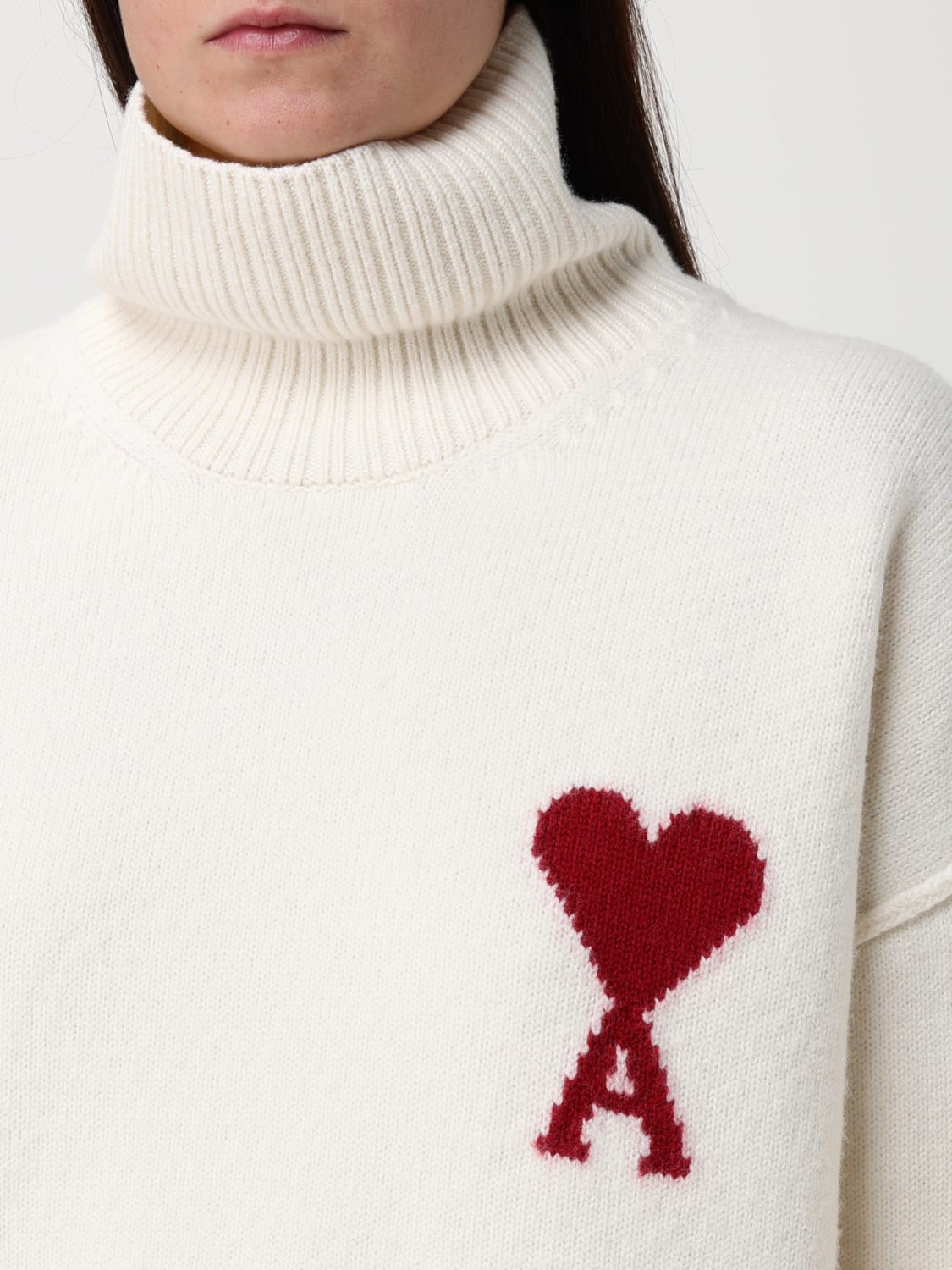 AMI PARIS PULL: Pull femme Ami Paris, Blanc - Img 3