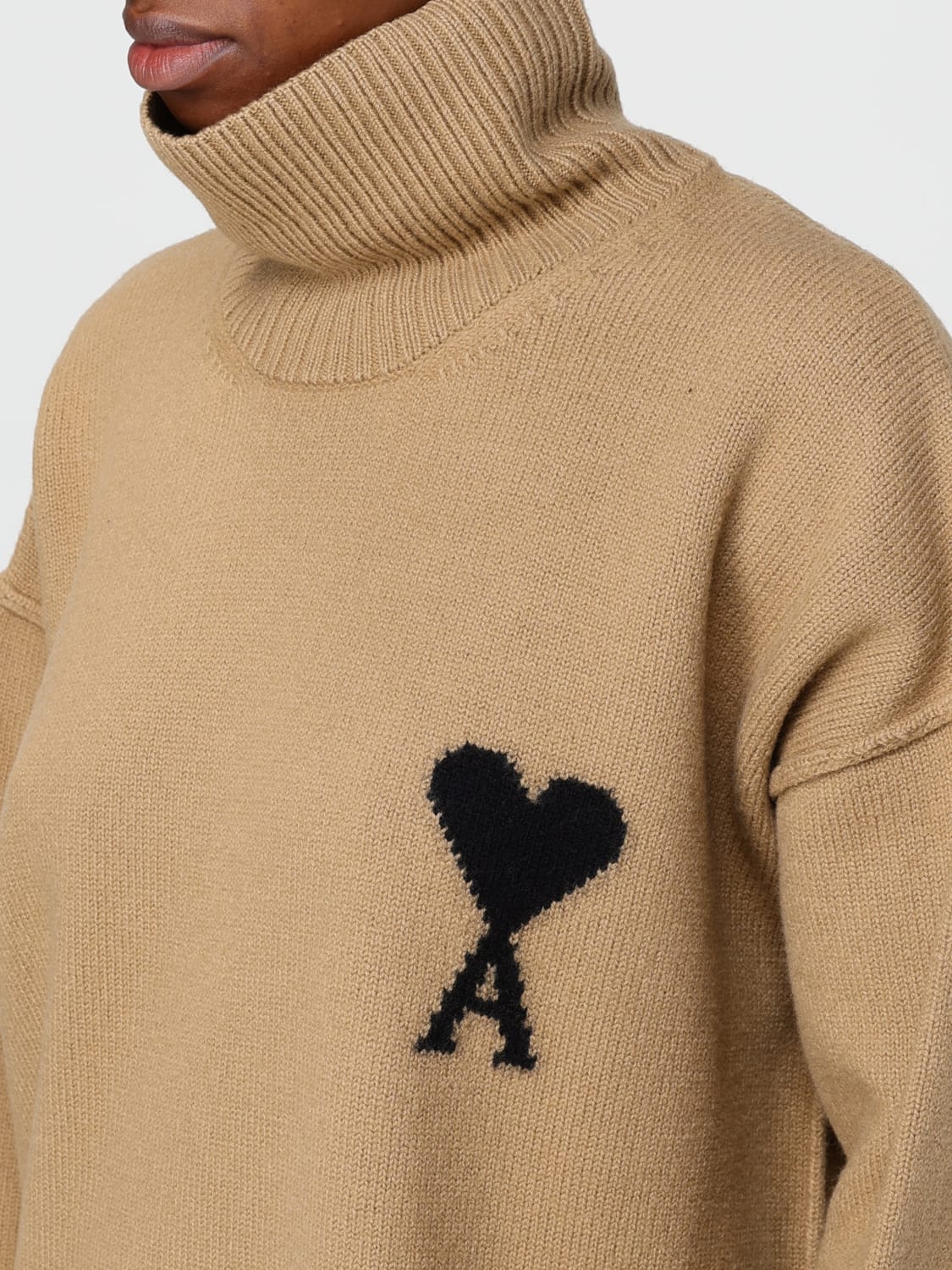 AMI PARIS PULL: Pull femme Ami Paris, Chameau - Img 3