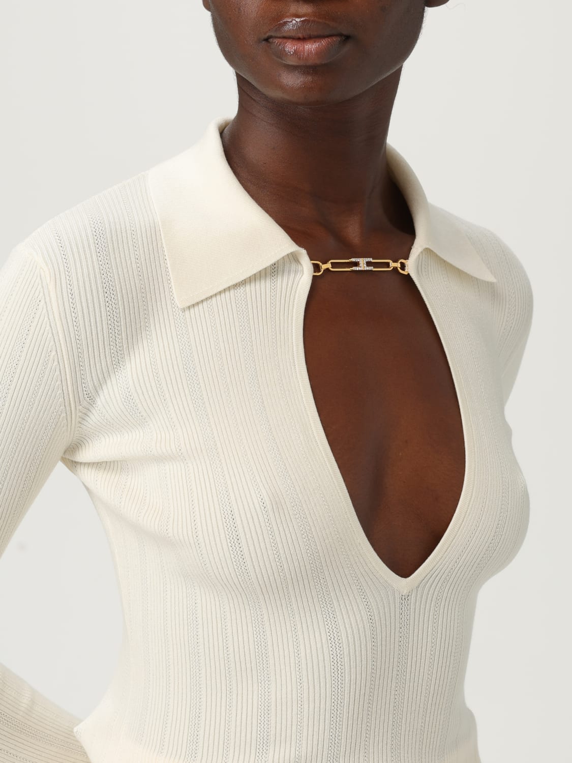 ELISABETTA FRANCHI SWEATER: Sweater woman Elisabetta Franchi, Milk - Img 3