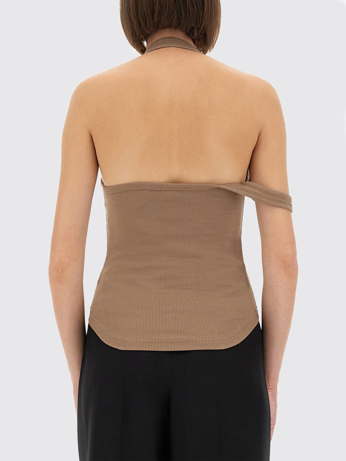 COURRÈGES TOP: Top cut-out Courrèges in cotone stretch , Beige - Img 3