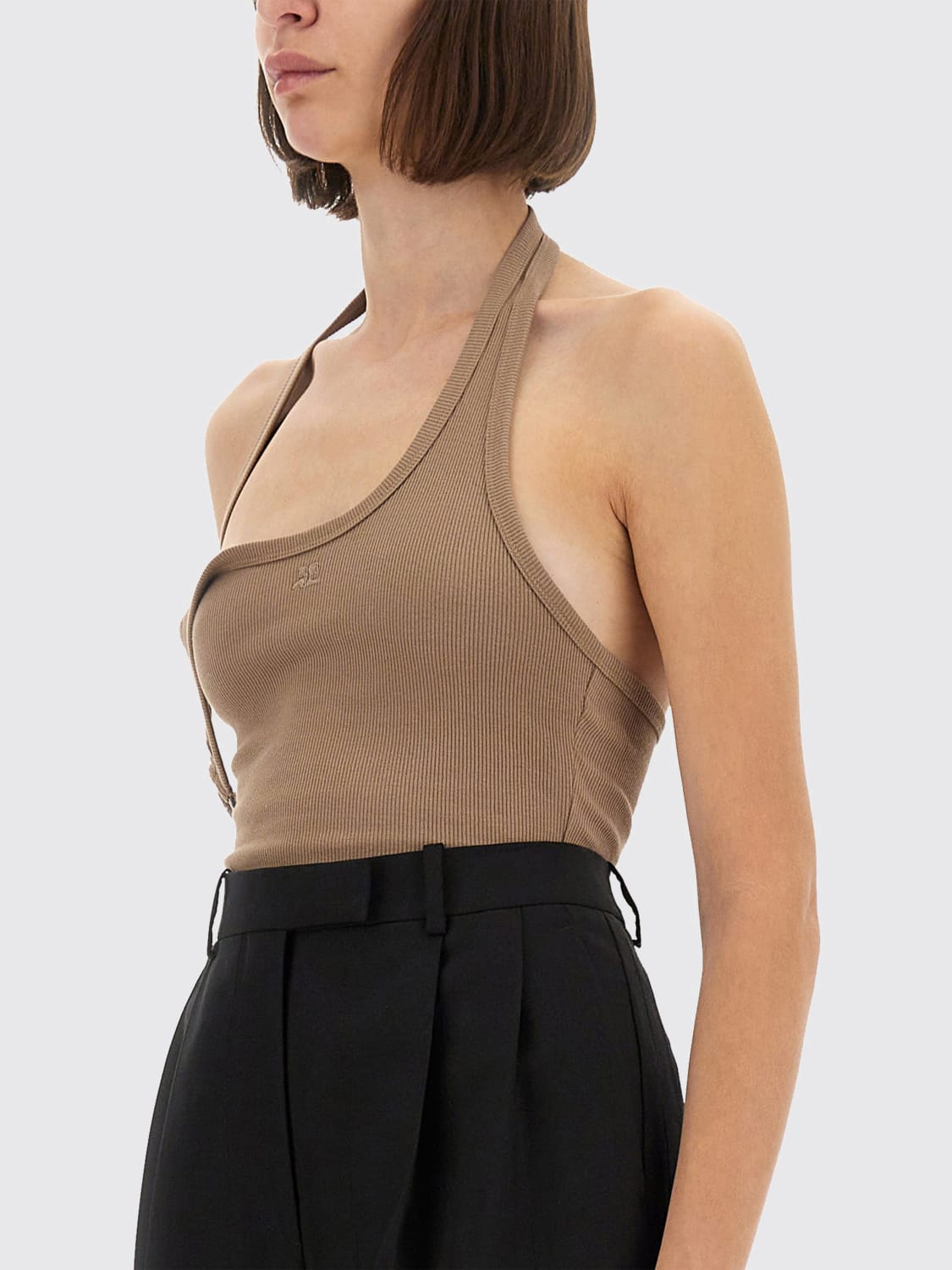 COURRÈGES TOP: Top cut-out Courrèges in cotone stretch , Beige - Img 4