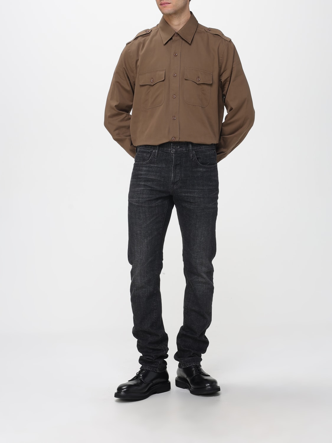 TOM FORD CAMICIA: Camicia Tom Ford in cotone e seta , Verde - Img 2