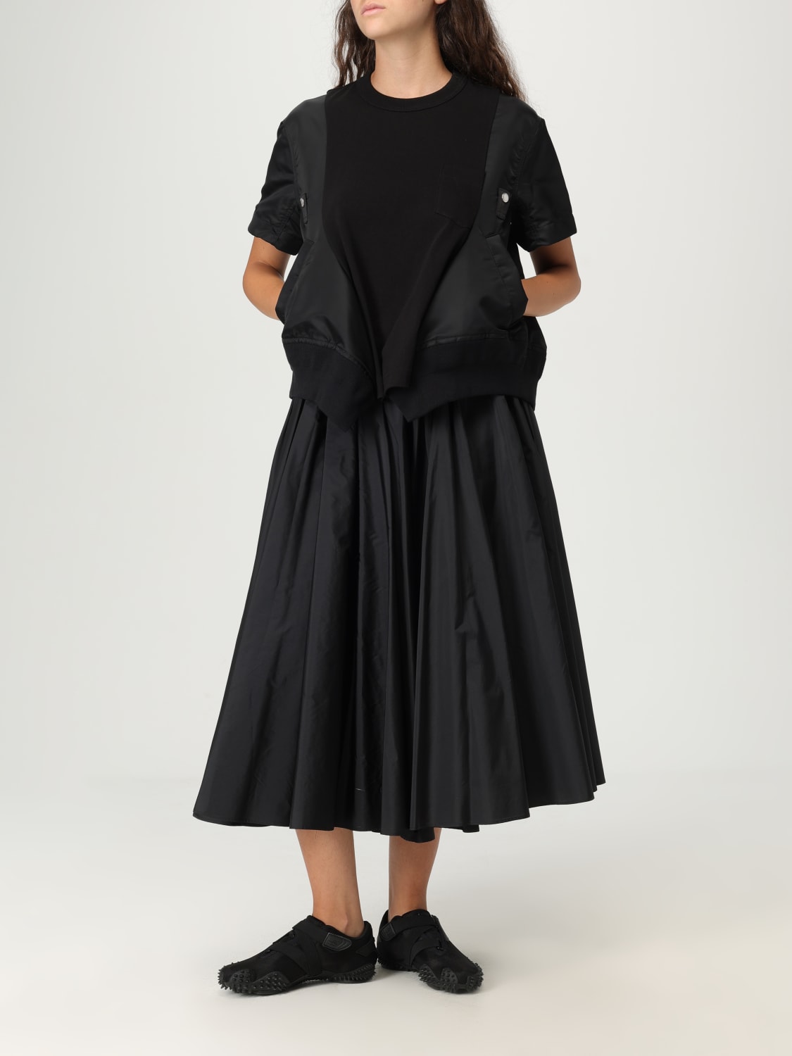 SACAI T-SHIRTS: T-shirt Sacai in cotone e nylon, Nero - Img 2