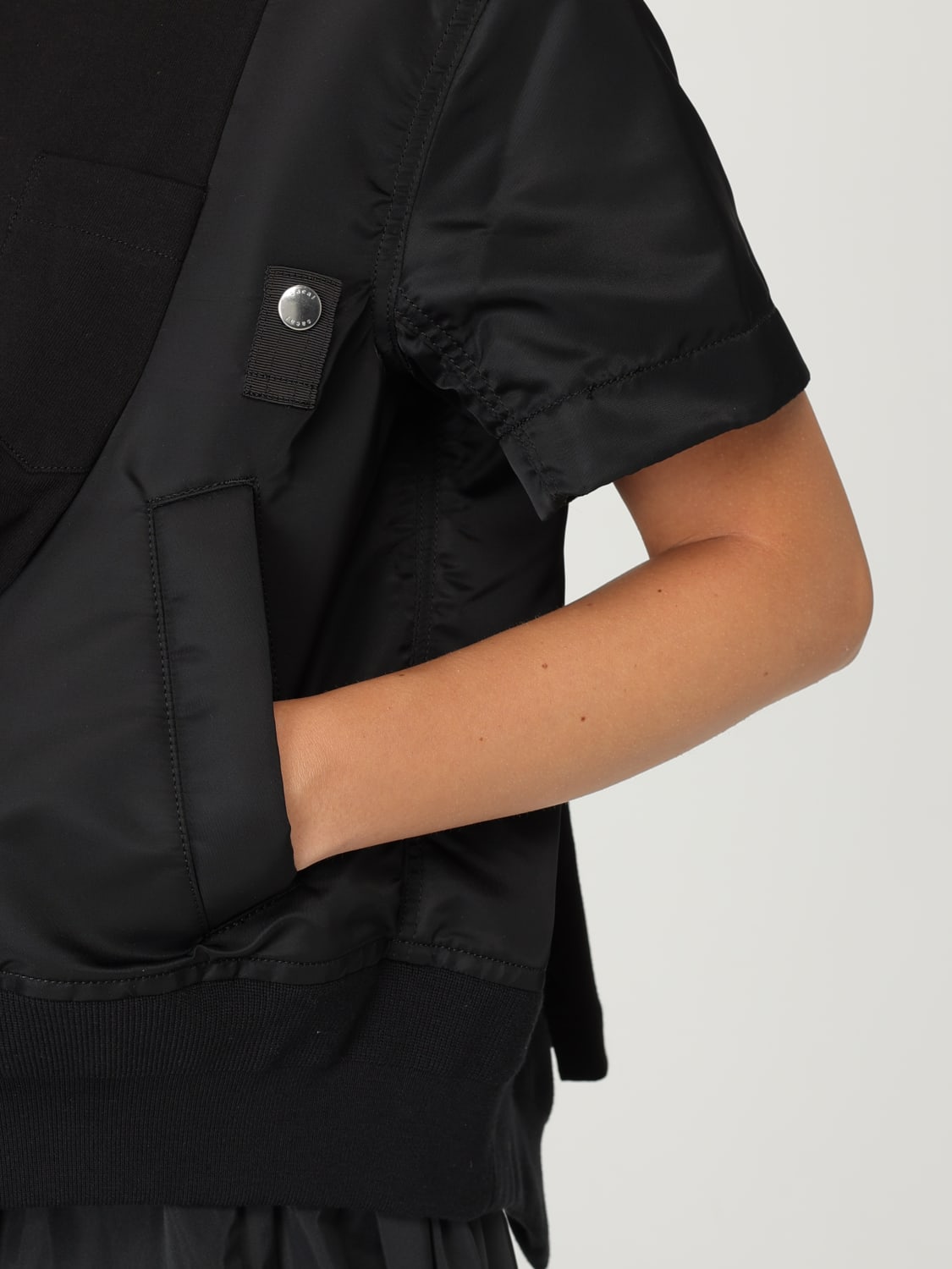 SACAI T-SHIRTS: T-shirt Sacai in cotone e nylon, Nero - Img 5