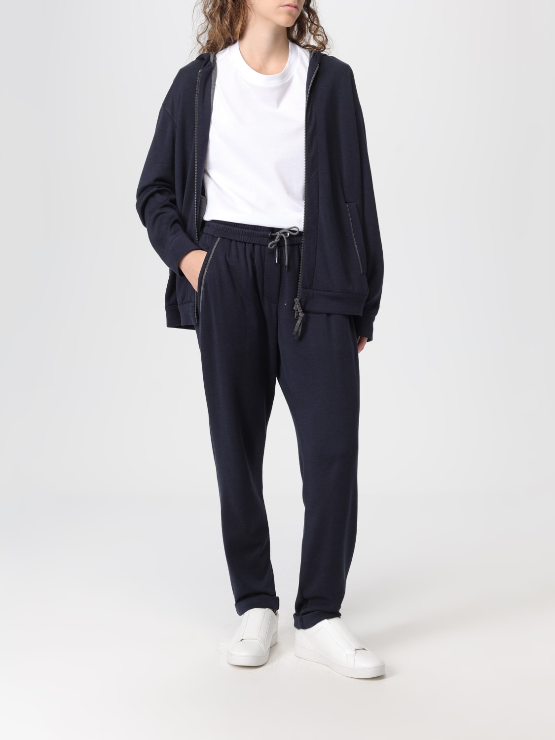 BRUNELLO CUCINELLI SWEAT-SHIRT: Cardigan femme Brunello Cucinelli, Bleu - Img 2