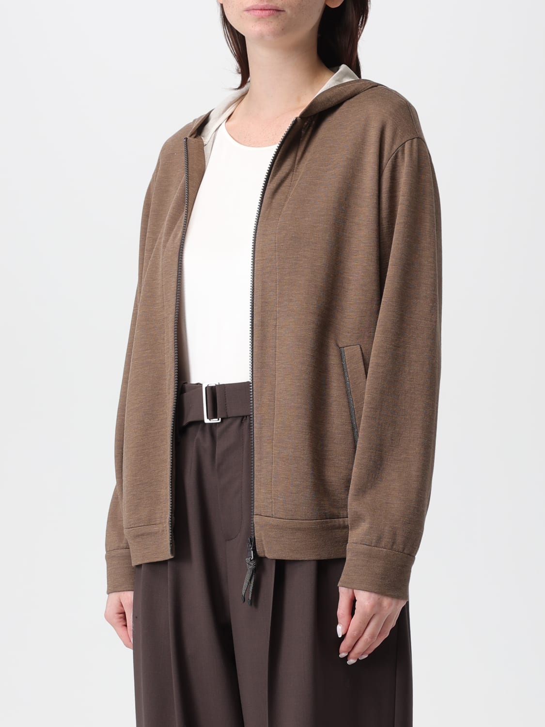 BRUNELLO CUCINELLI SUDADERA: Cárdigan mujer Brunello Cucinelli, Marrón - Img 3