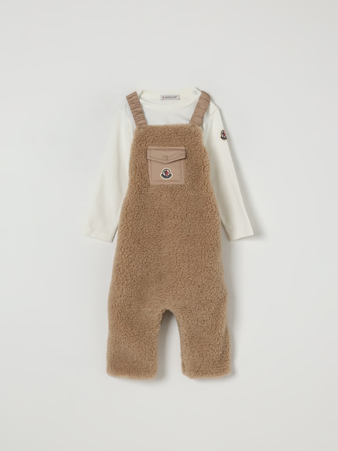 MONCLER JUMPSUIT: Romper kids Moncler, Beige - Img 1