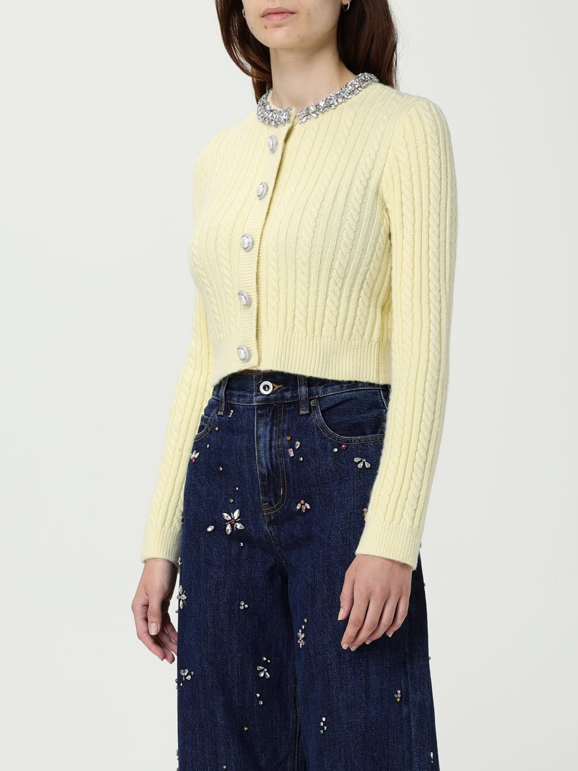 SELF-PORTRAIT PULL: Cardigan femme Self-portrait, Jaune - Img 4