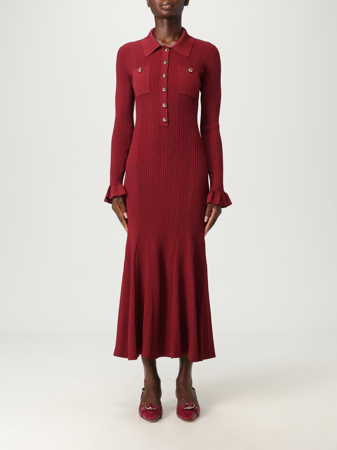 SELF-PORTRAIT DRESS: Dress woman Self-portrait, Burgundy - Img 1