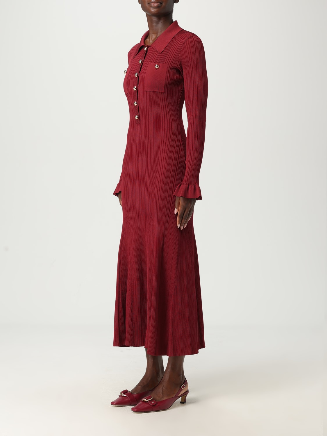 SELF-PORTRAIT DRESS: Dress woman Self-portrait, Burgundy - Img 3